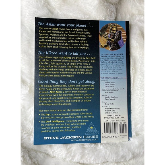 GURPS TRAVELLER ALIEN RACES 2 (NO. 2) 1st Edition Steve Jackson Games RPG SJG - Picture 2 of 2